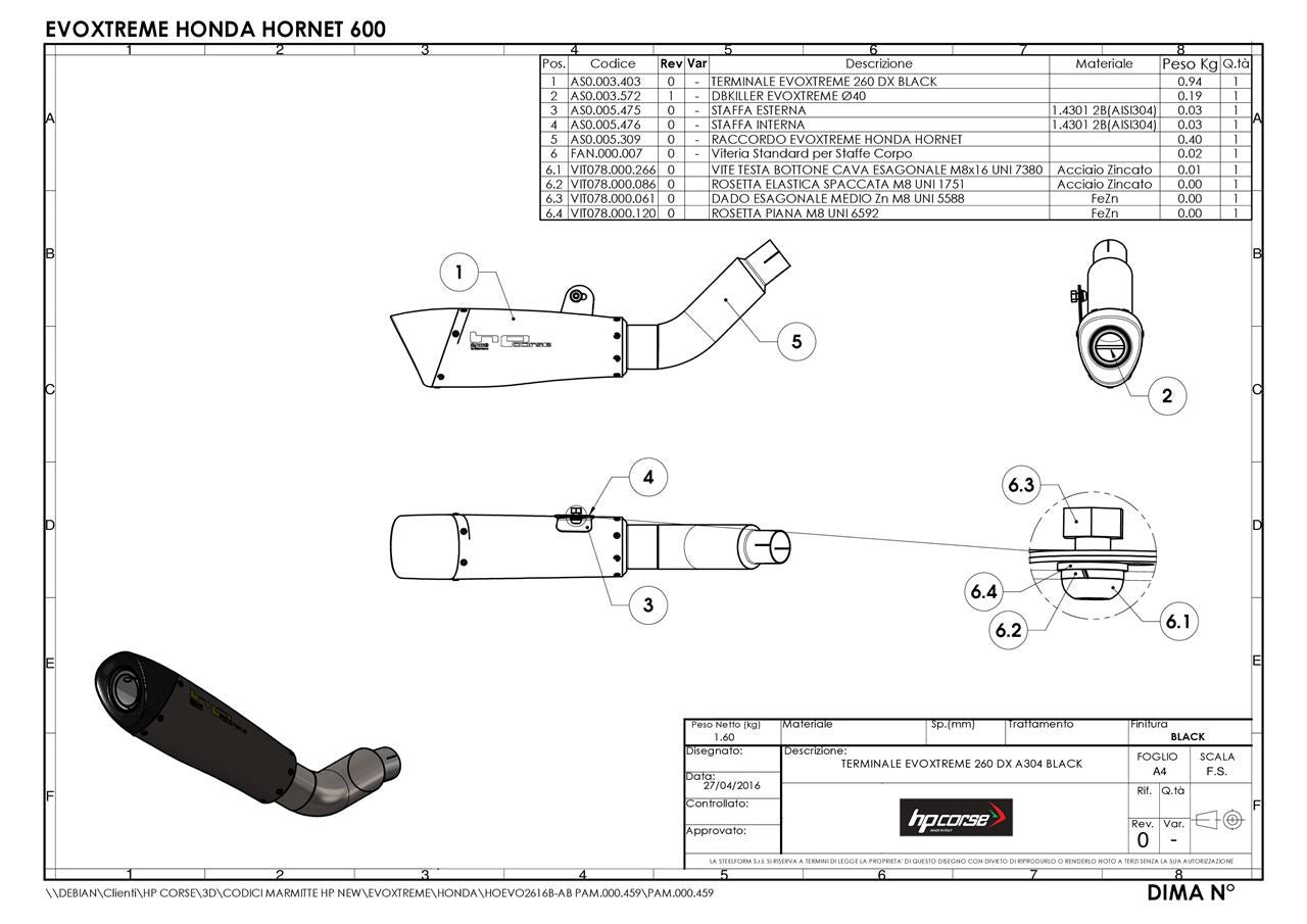 HPCorse - EvoXtreme 260mmExhaust For Honda Hornet 600 '07-'13