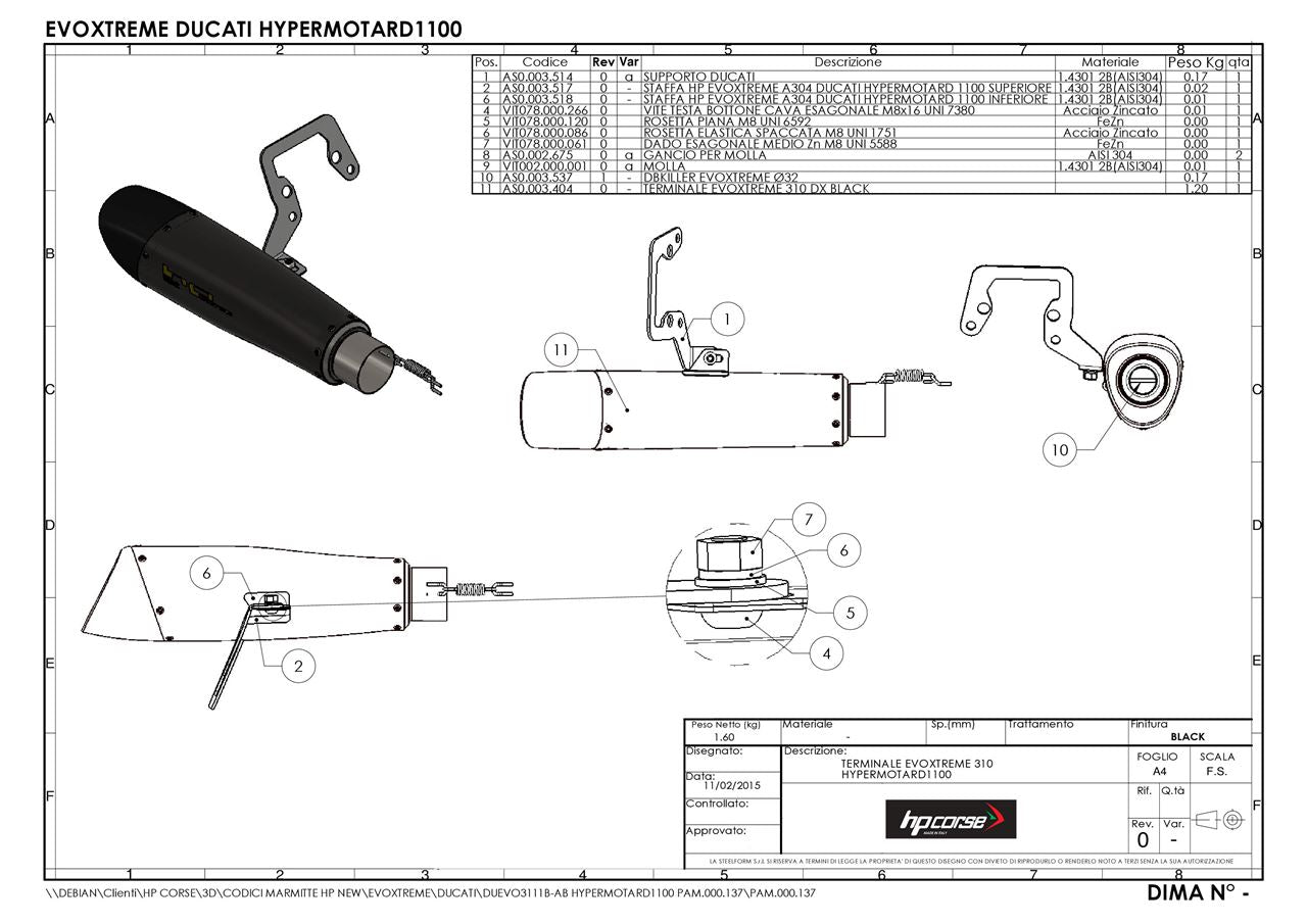 HPCorse - EvoXtreme 310mm Exhaust For Ducati Hypermotard 1100 '07-'12