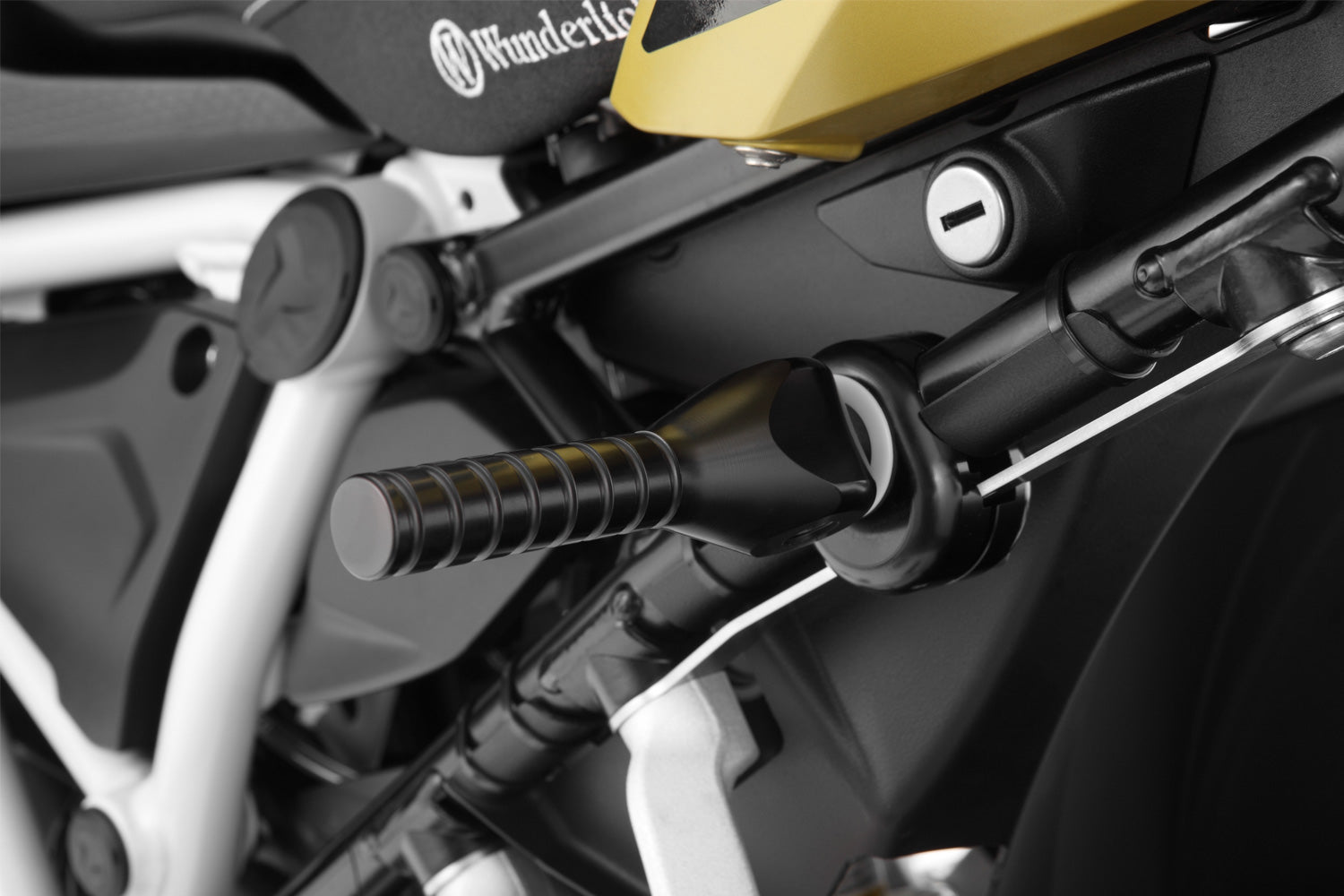 This folding lifting handle makes lifting the BMW bike onto the centre stand much easier, especially when the bike is fully loaded.