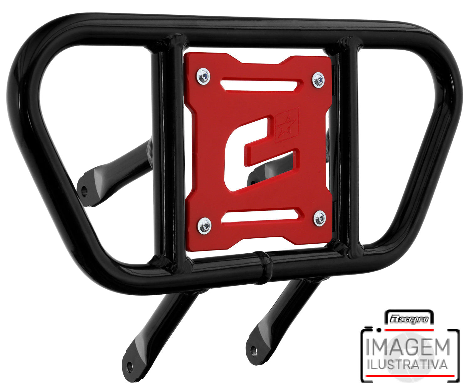 Crosspro - Front Bumper CR01 For 450 XC (ATV), 525 XC (ATV), KTM 450 SX (ATV), 505 SX (ATV)-Black Tube / Red Plate