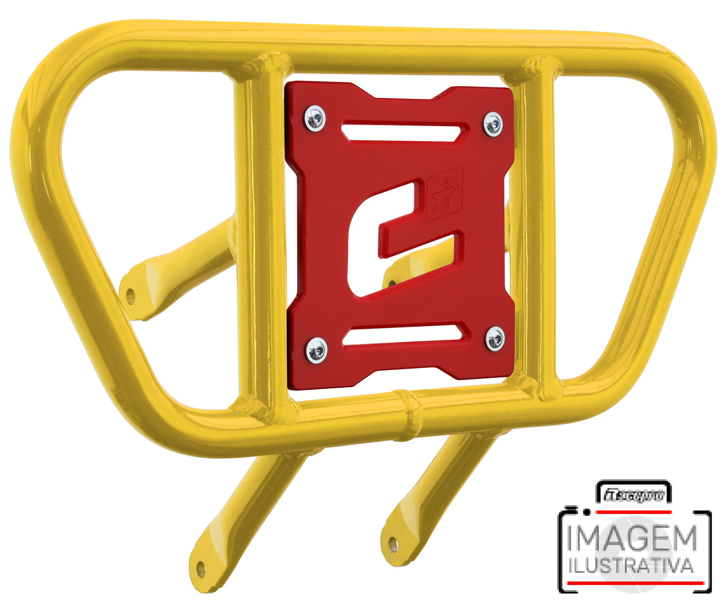 Crosspro - Front Bumper CR01 For Yamaha YFM 700 Raptor-Yellow Tube / Red Plate