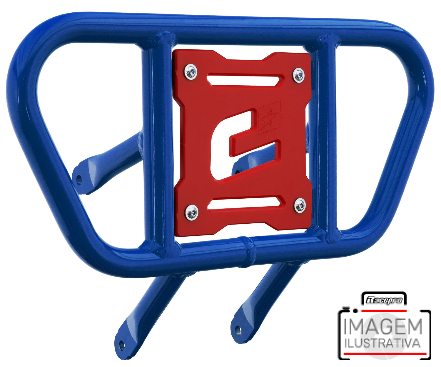 Crosspro - Front Bumper CR01 For Yamaha YFM 700 Raptor-Blue Tube / Red Plate