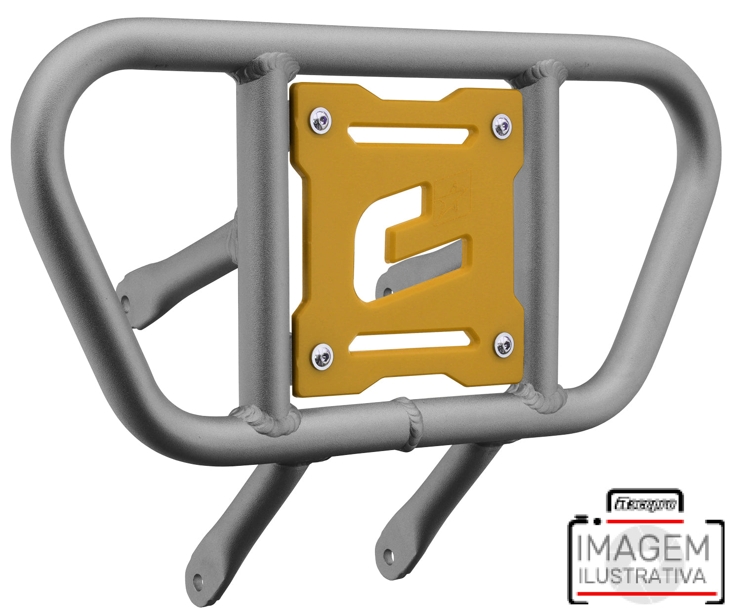 Crosspro - Front Bumper CR01 For Arctic Cat 400 DVX, Honda TRX 400, TRX 450, Honda TRX 400, Kawasaki KFX 400, Suzuki LT-Z 400-Ice Polish Tube / Yellow Plate