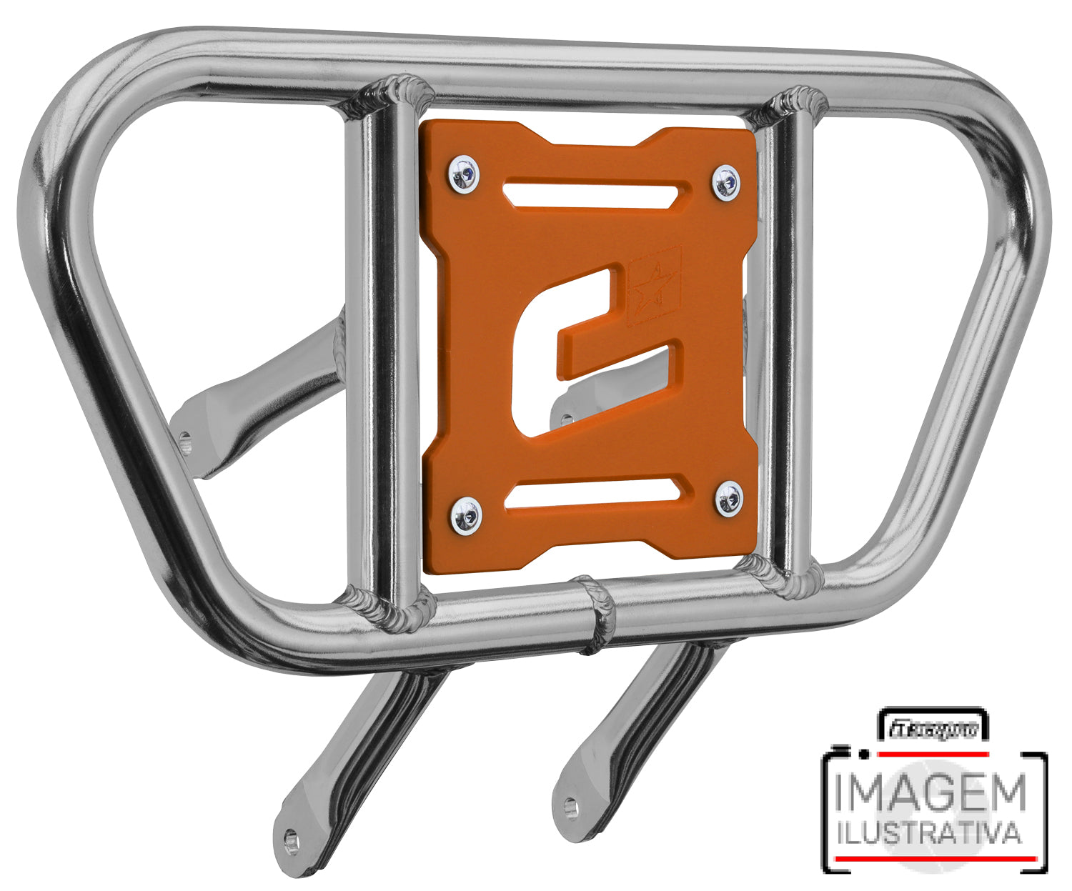 Crosspro - Front Bumper CR01 For Yamaha YFZ 450-Polish Tubo / Orange Plate