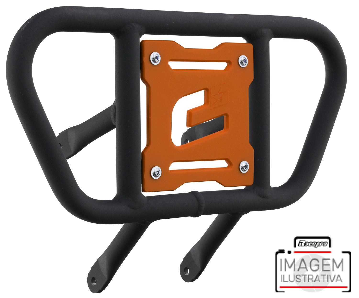 Crosspro - Front Bumper CR01 For Kawasaki KFX 450R-Textured Black Tube / Orange Plate