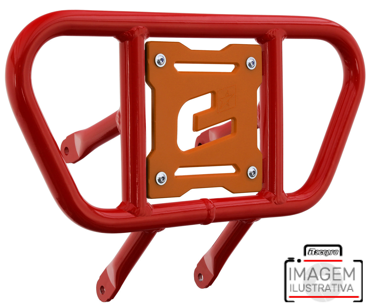Crosspro - Front Bumper CR01 For Yamaha YFM 660 Raptor-Red Tube / Orange Plate