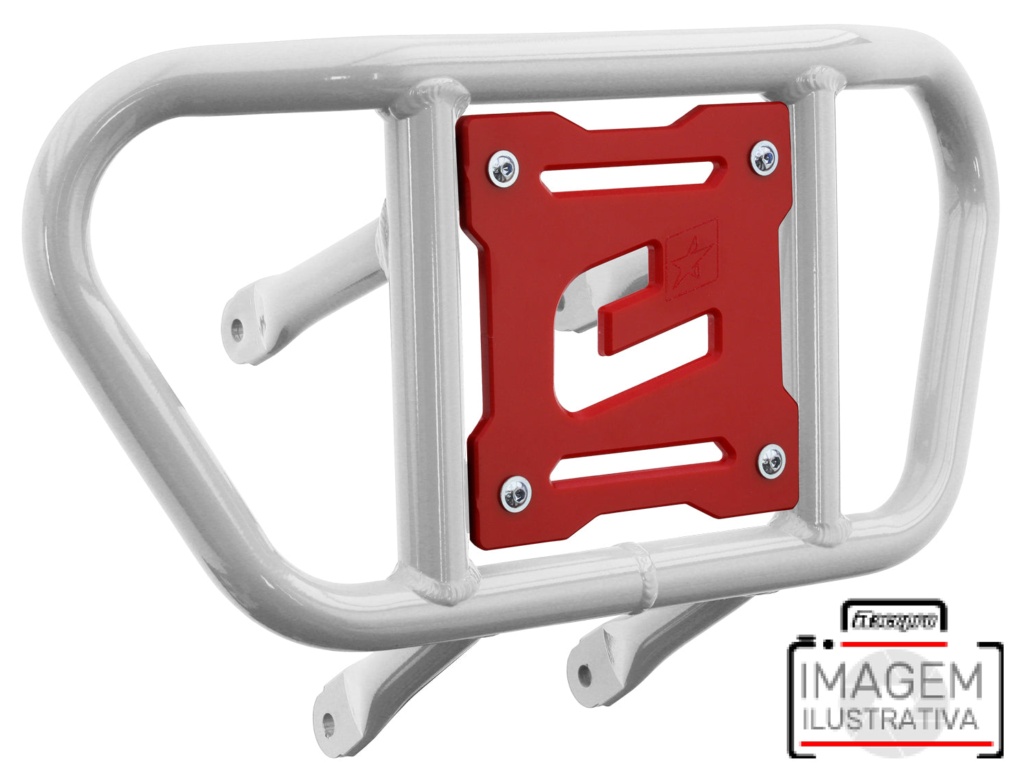 Crosspro - Front Bumper CR02 For Arctic Cat 400 DVX, Honda TRX 400, TRX 450, Honda TRX 400, Kawasaki KFX 400, Suzuki LT-Z 400-White Tube / Red Plate