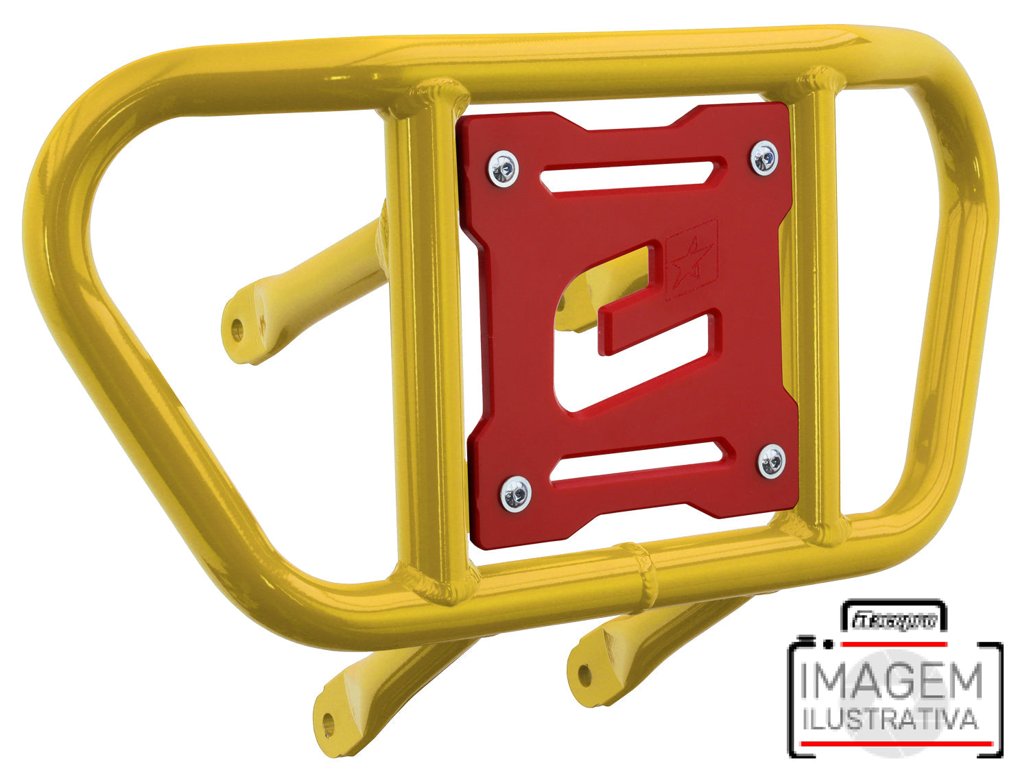 Crosspro - Front Bumper CR02 For Yamaha YFM 700 Raptor-Yellow Tube / Red Plate
