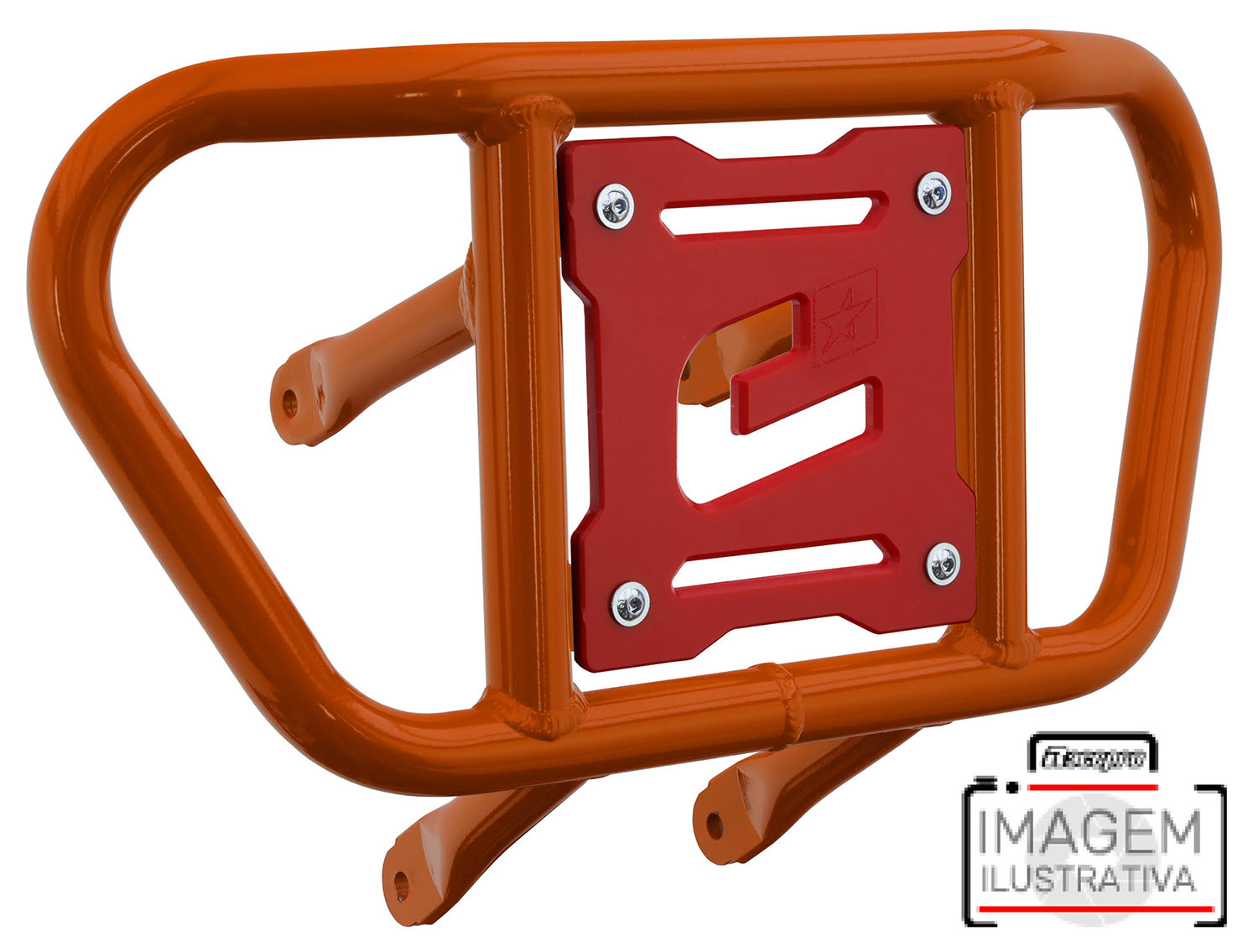 Crosspro - Front Bumper CR02 For Yamaha YFM 700 Raptor-Orange Tube / Red Plate