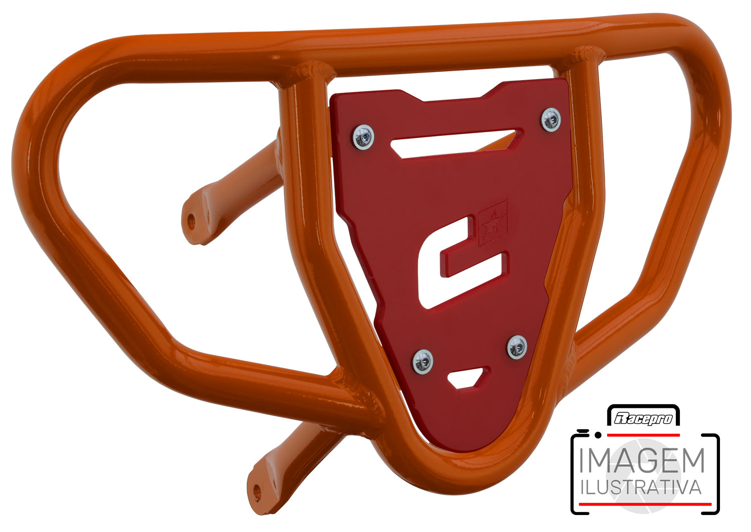 Crosspro - Front Bumper CR03 For Arctic Cat 400 DVX, Honda TRX 400, TRX 450, Honda TRX 400, Kawasaki KFX 400, Suzuki LT-Z 400-Orange Tube / Red Plate