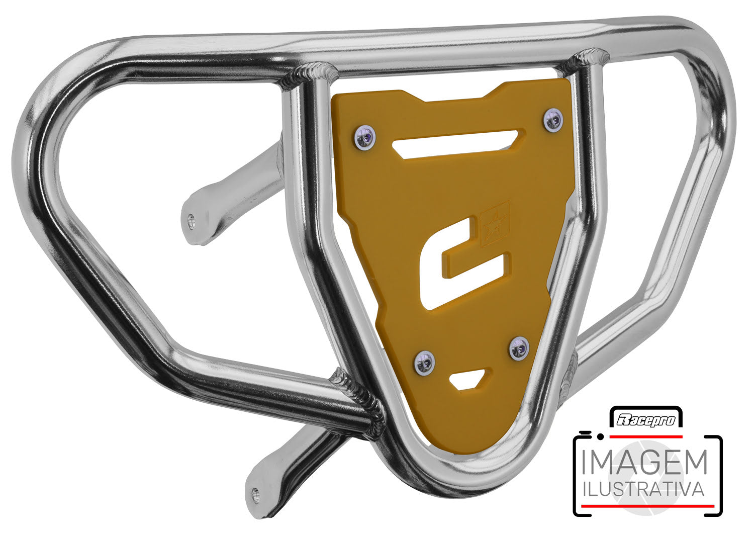 Crosspro - Front Bumper CR03 For Yamaha YFM 700 Raptor-Polish Tubo / Yellow Plate