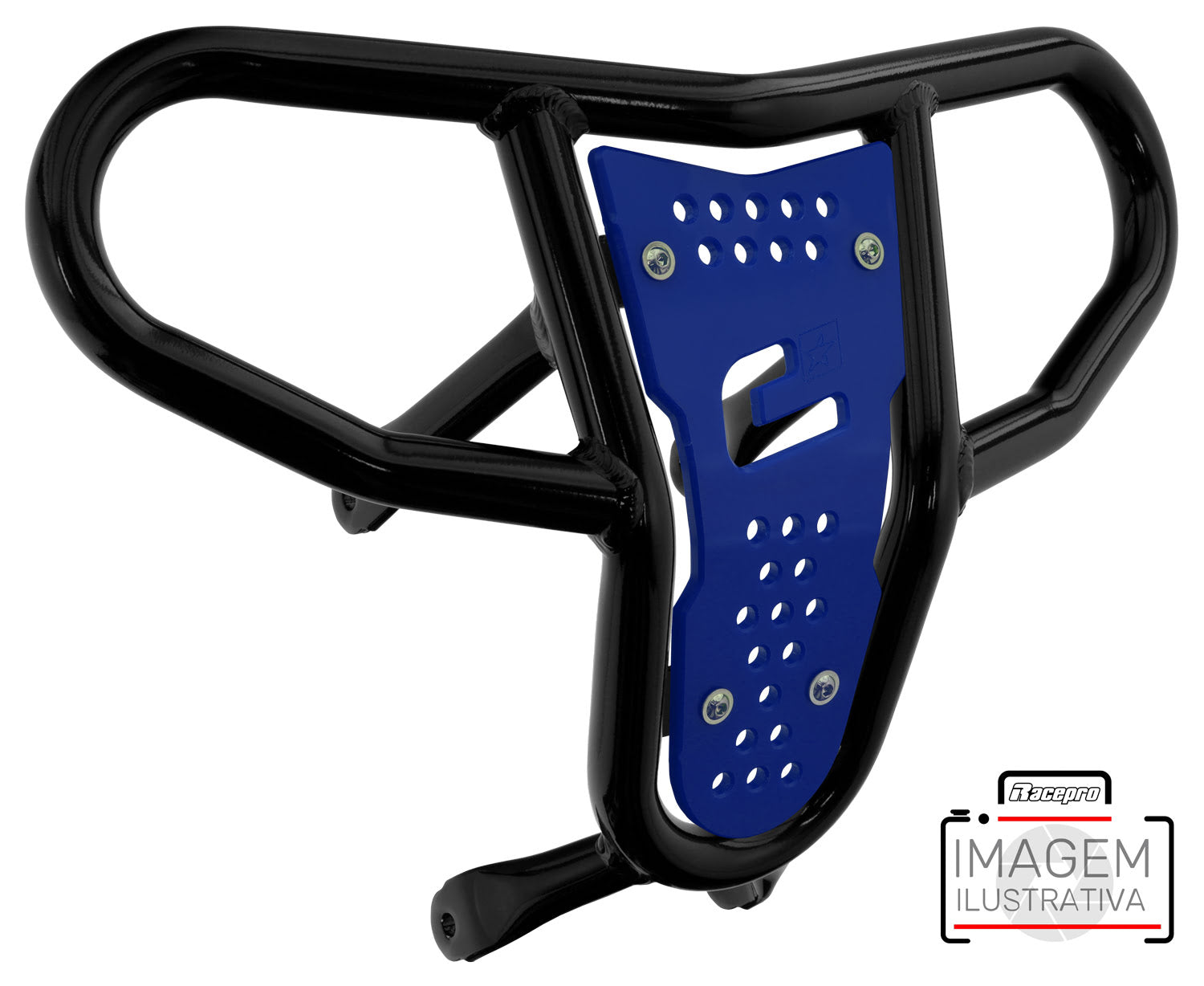 Crosspro - Front Bumper CR04 For Yamaha YFM 660 Raptor-Black Tube / Blue Plate