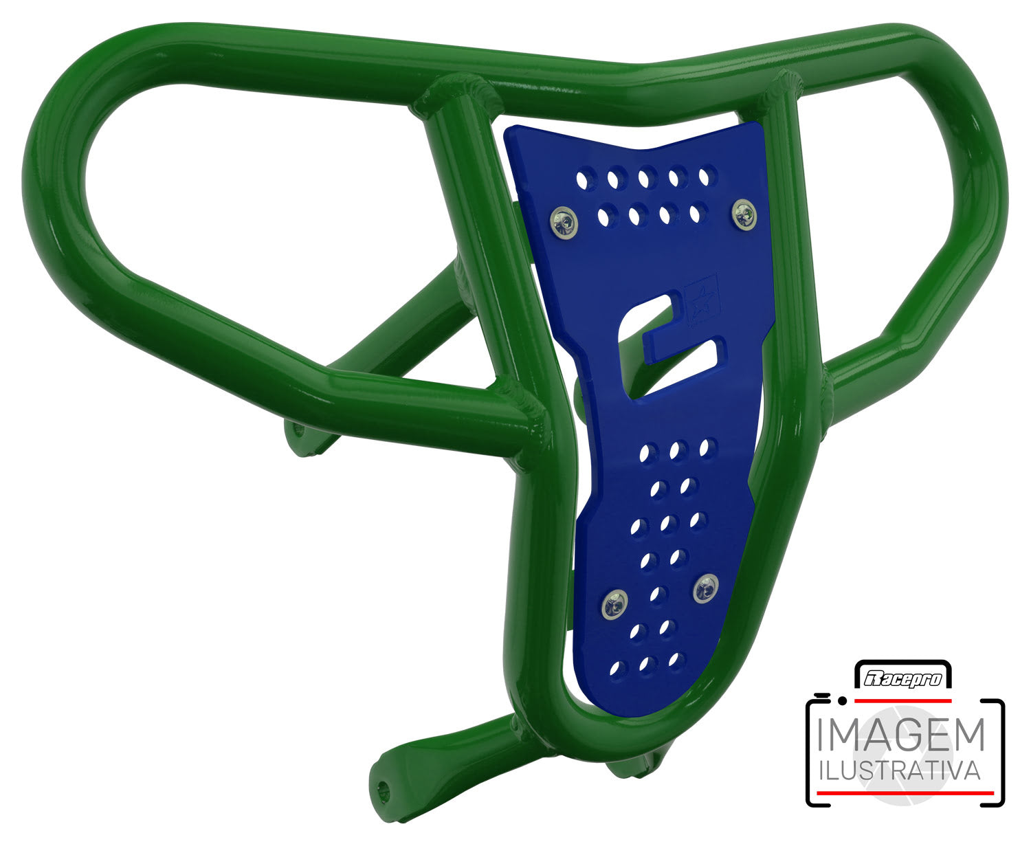 Crosspro - Front Bumper CR04 For Yamaha YFM 700 Raptor-Green Tube / Blue Plate