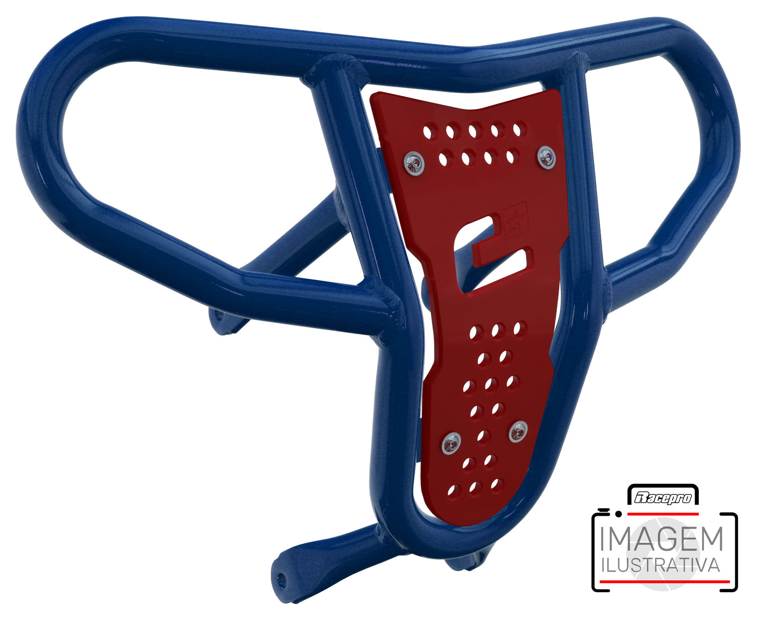 Crosspro - Front Bumper CR04 For Kawasaki KFX 450R-Blue Tube / Red Plate