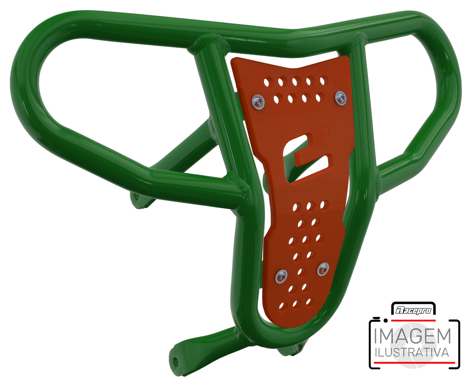 Crosspro - Front Bumper CR04 For Arctic Cat 400 DVX, Honda TRX 400, TRX 450, Honda TRX 400, Kawasaki KFX 400, Suzuki LT-Z 400-Green Tube / Orange Plate