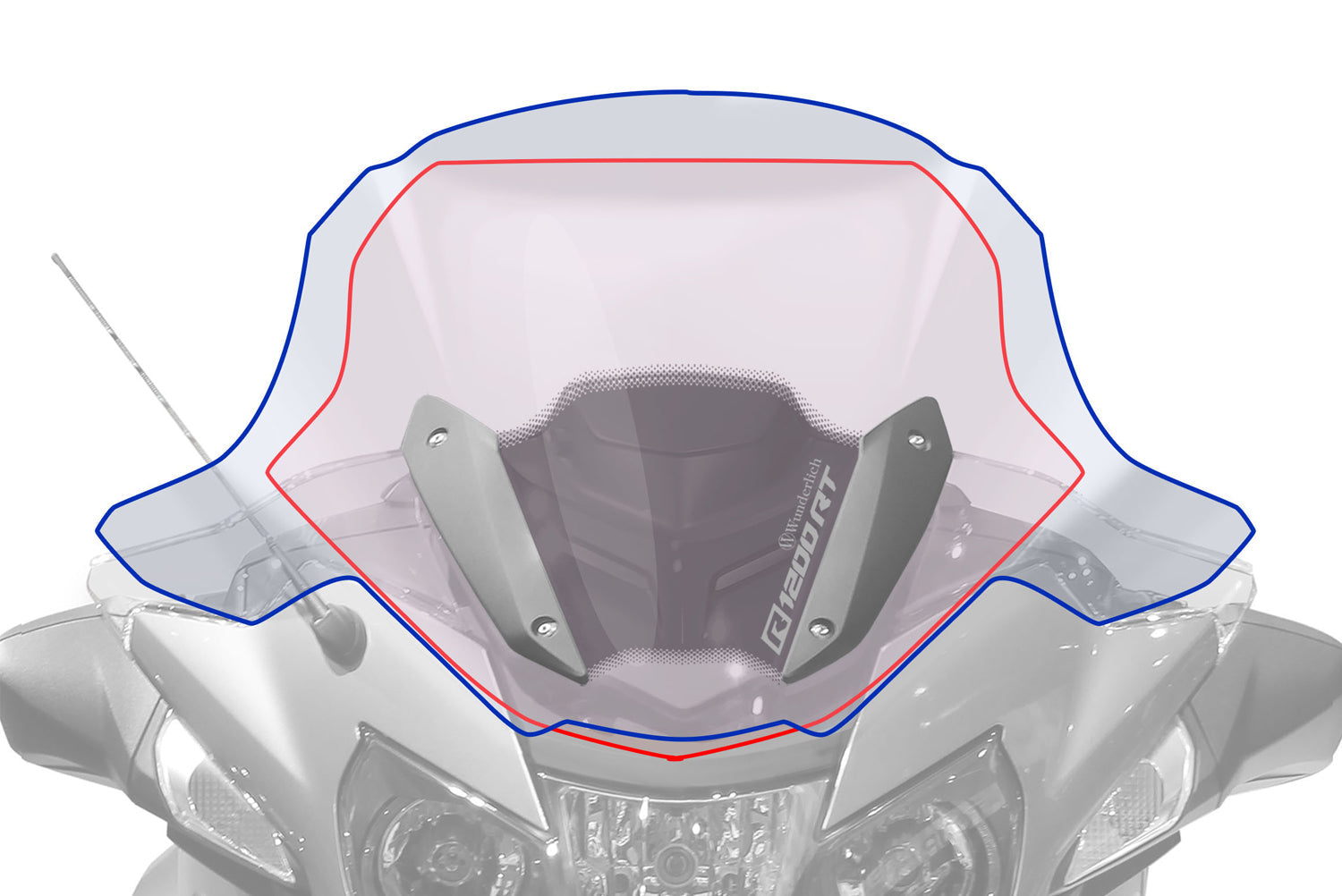 Wunderlich Touring Screen R 1200/1250 RT LC clear. A luxury touring screen for Tourers. Optimal relief of head, upper body and shoulders.