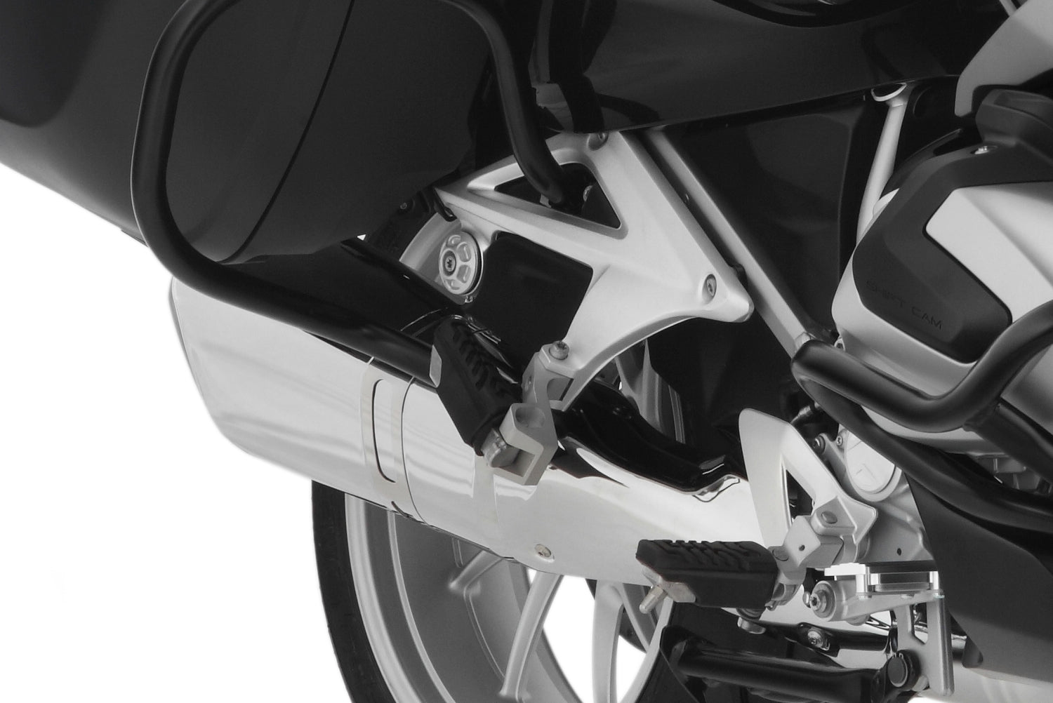 ERGO passenger Footrest lowering for R1200RT/LC offers a relaxed seating position and reduced the knee angle. Machined from solid aluminium.