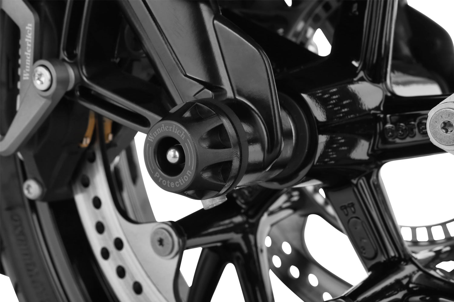DoubleShock axle protection pads now also keep the front fork a safe distance from the asphalt and help prevent