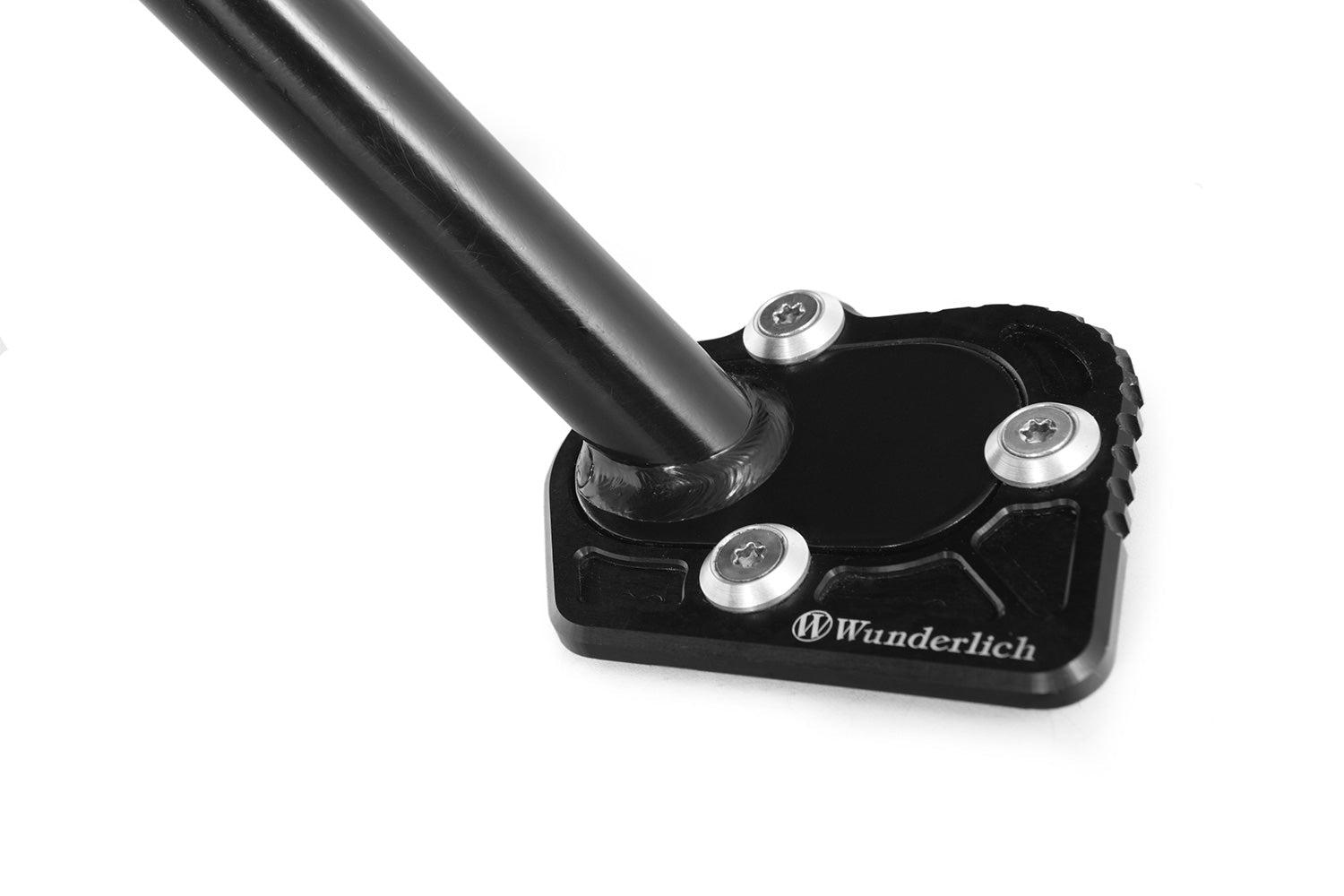 A precisely machined extension plate that can quickly be bolted to the side stand eliminates this risk.