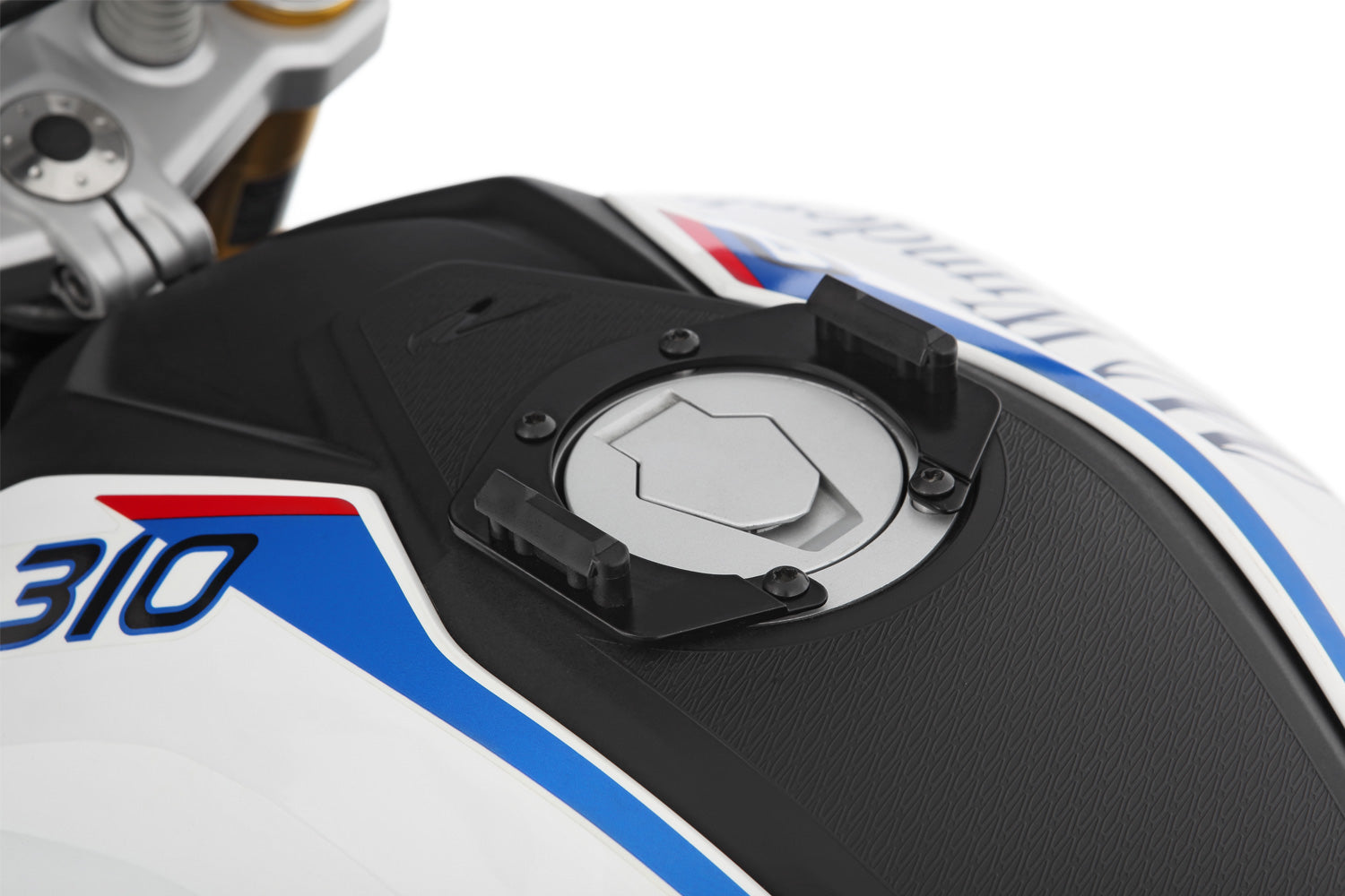 Tank ring bracket for secure attachment of CLICK BAGs with a single click