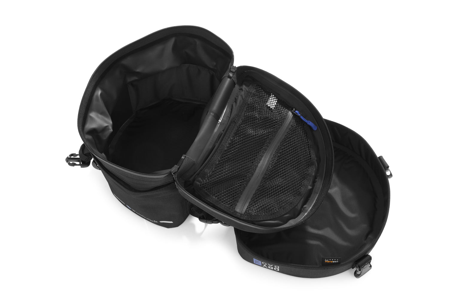 Multi-functional and compact bag can either be attached to the luggage carrier of the passenger seat quickly and simply