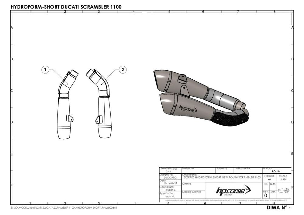 HPCorse - Hydroform Short for Ducati Scrambler 1100. For race use only.