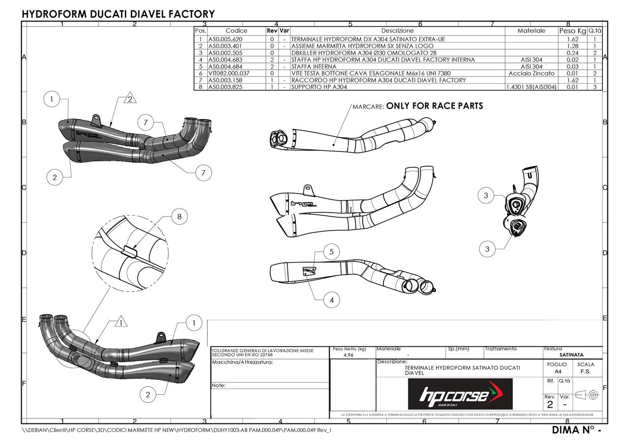 HPCorse - Hydroform Exhaust for Ducati Diavel '11-'16