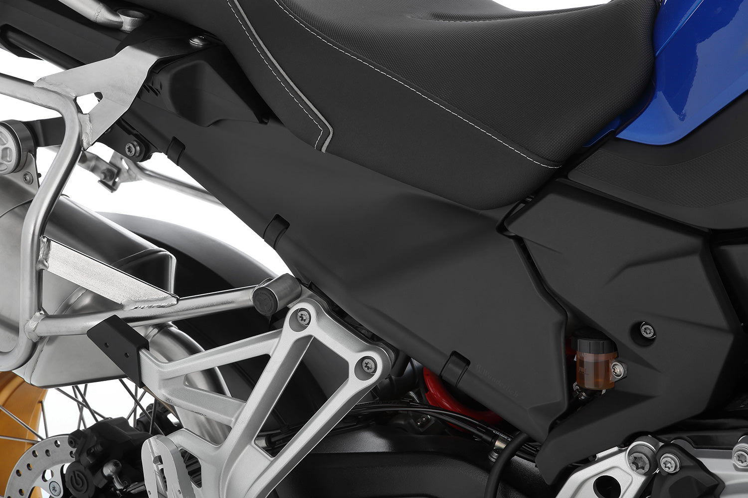 The two halves of the cover perfectly enclose the two side openings on the rear of the frame