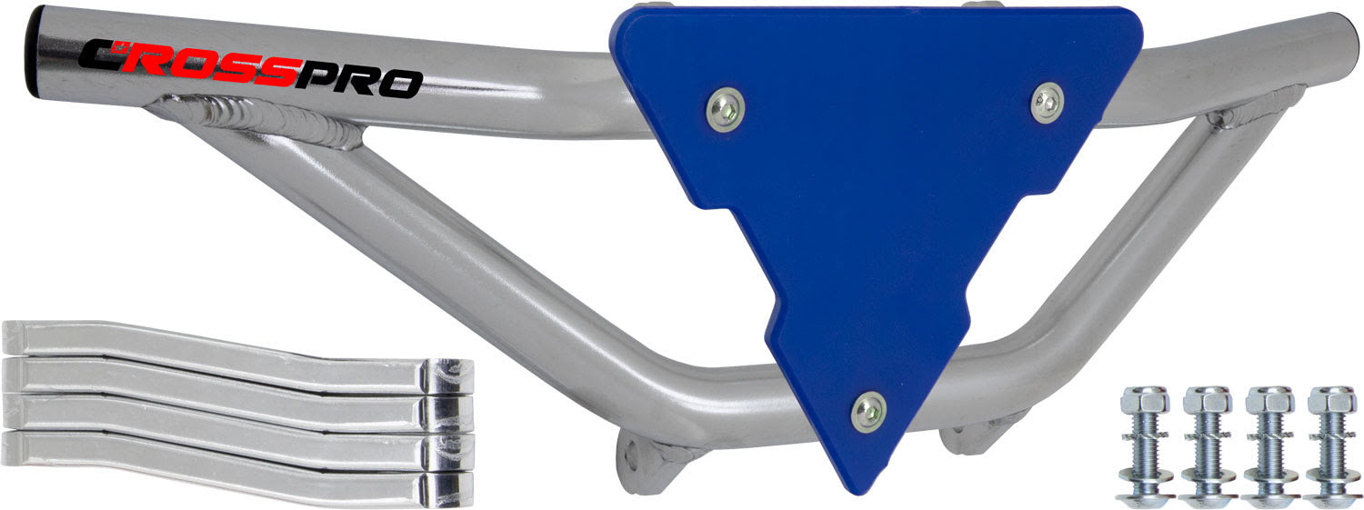 Crosspro - Front Bumper Gliese For Yamaha YFM 700 Raptor-Polish Tubo / Blue Plate