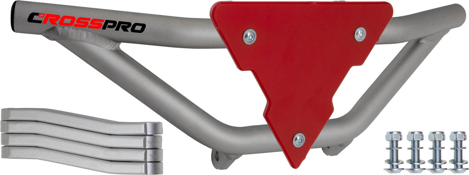 Crosspro - Front Bumper Gliese For Honda TRX 250-Ice Polish Tube / Red Plate