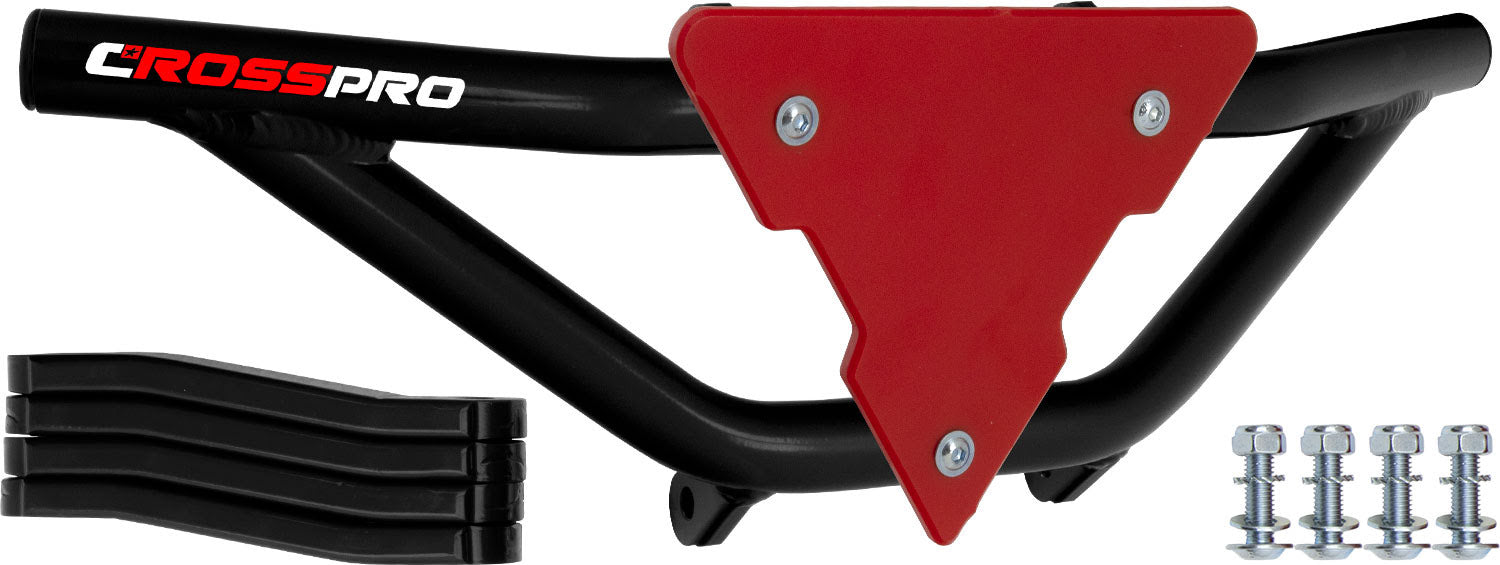 Crosspro - Front Bumper Gliese For Kawasaki KFX 450R-Black Tube / Red Plate