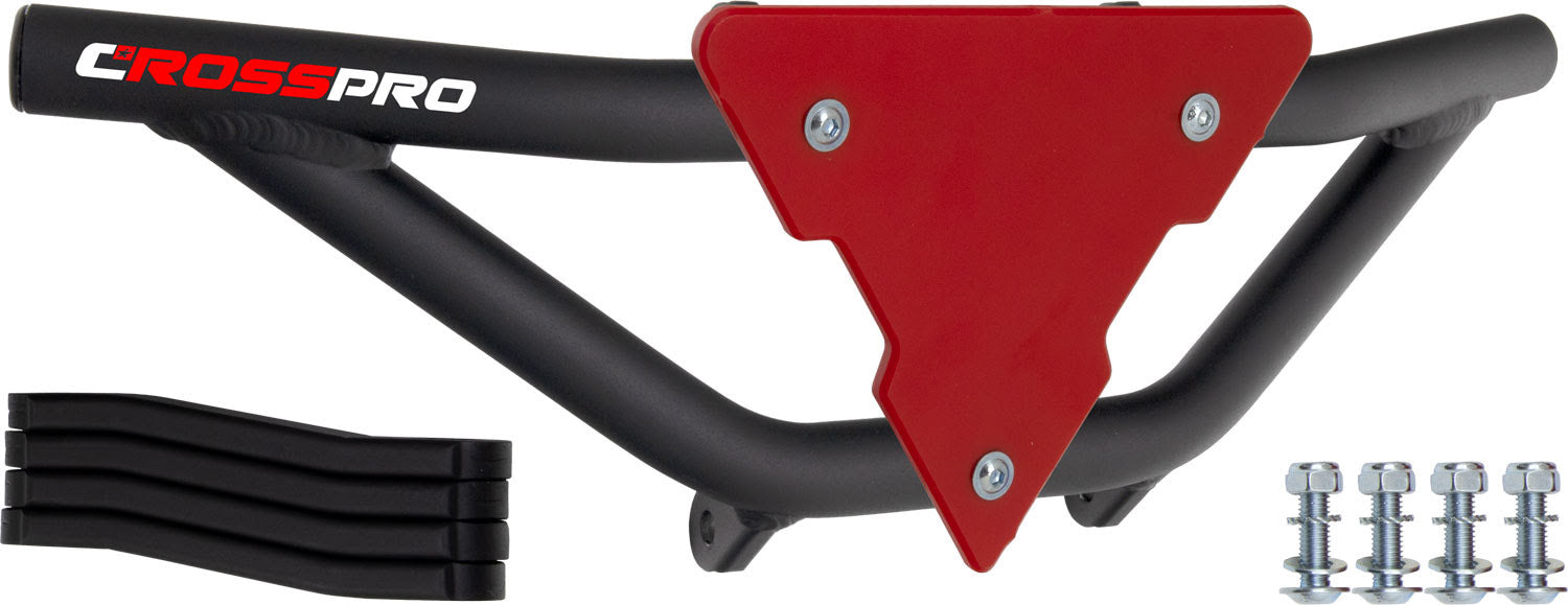 Crosspro - Front Bumper Gliese For Yamaha YFM 350 Raptor-Textured Black Tube / Red Plate