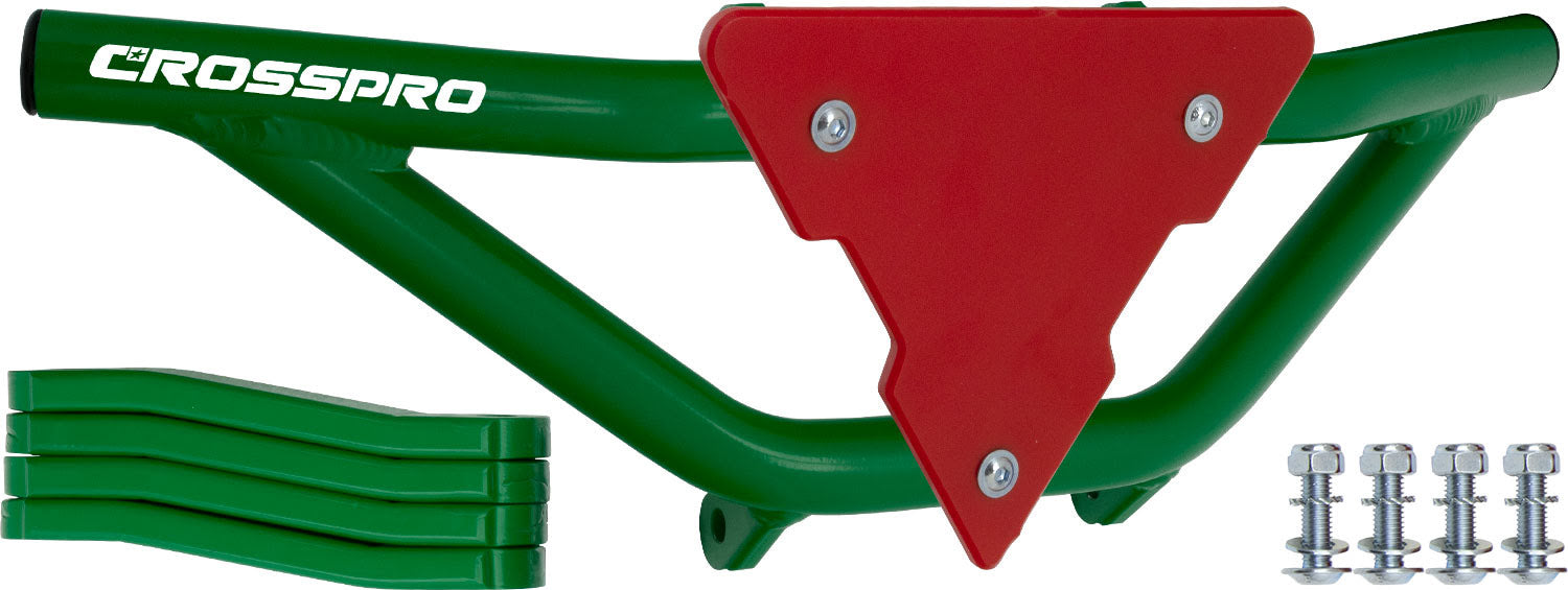 Crosspro - Front Bumper Gliese For Yamaha YFM 350 Warrior-Green Tube / Red Plate