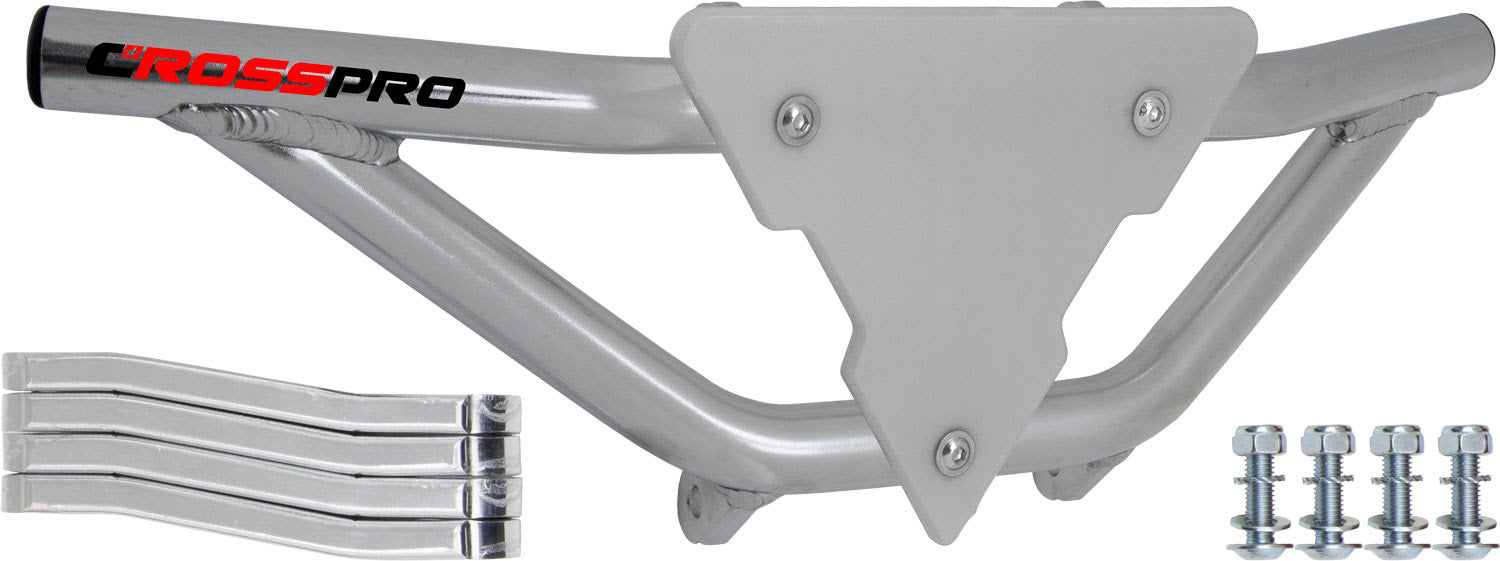 Crosspro - Front Bumper Gliese For Suzuki LT-Z 250-Polish Tubo / White Plate