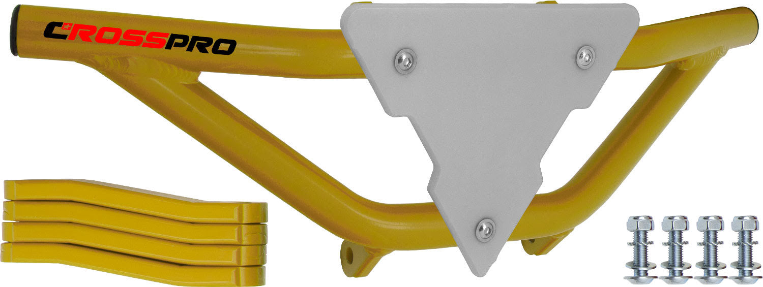 Crosspro - Front Bumper Gliese For Suzuki LT-Z 250-Yellow Tube / White Plate