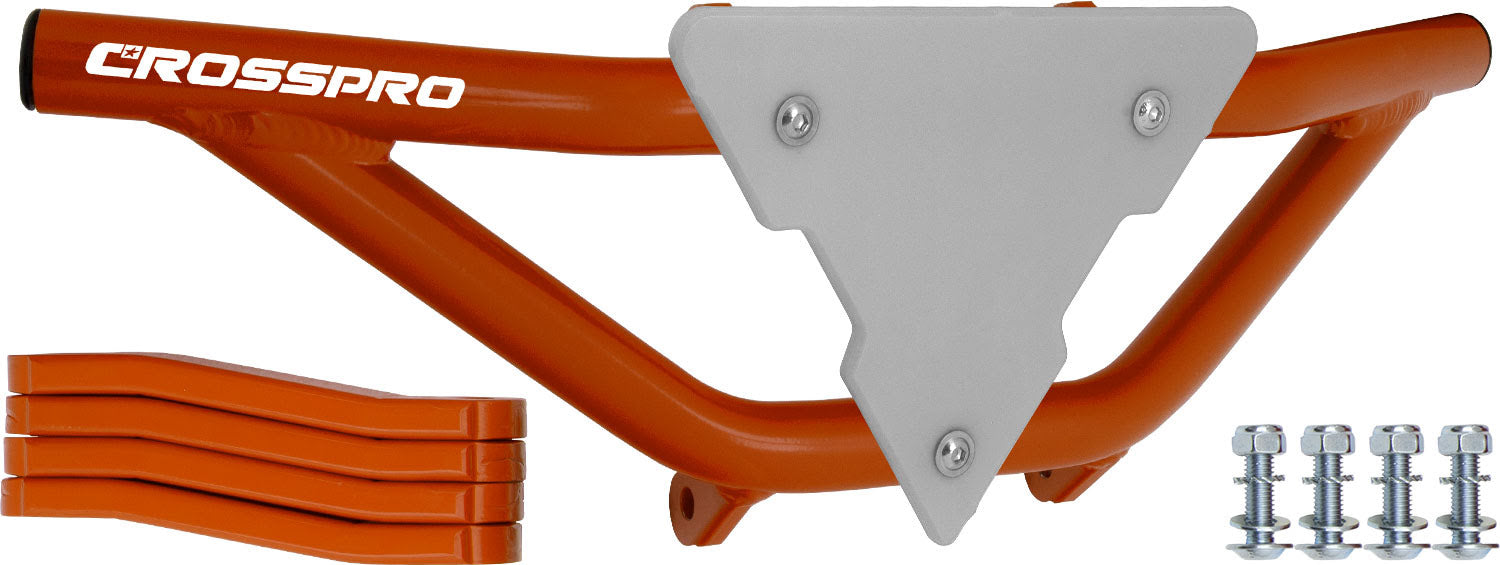 Crosspro - Front Bumper Gliese For Yamaha YFM 700 Raptor-Orange Tube / White Plate