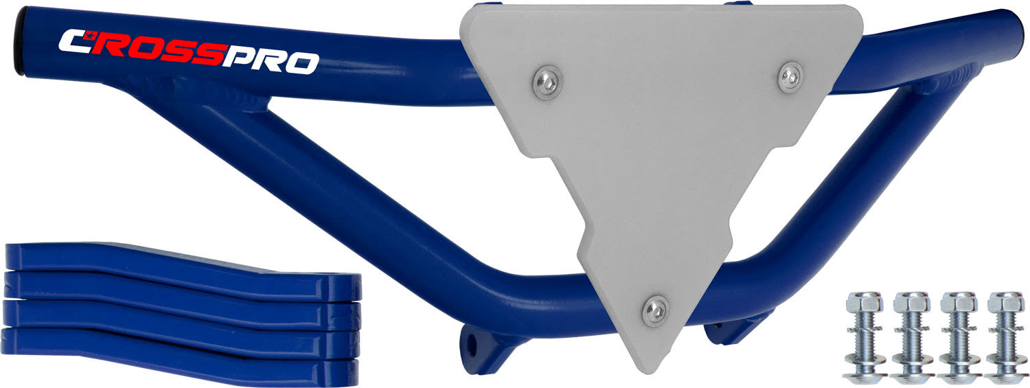 Crosspro - Front Bumper Gliese For Yamaha YFM 350 Raptor-Blue Tube / White Plate