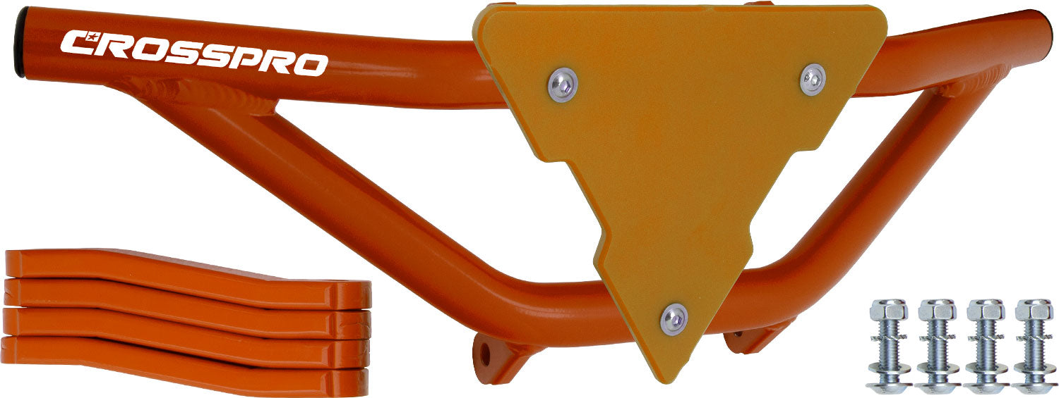 Crosspro - Front Bumper Gliese For Arctic Cat 400 DVX, Honda TRX 400, Honda TRX 450, Honda TRX 400, Kawasaki KFX 400, Suzuki LT-Z 400-Orange Tube / Yellow Plate