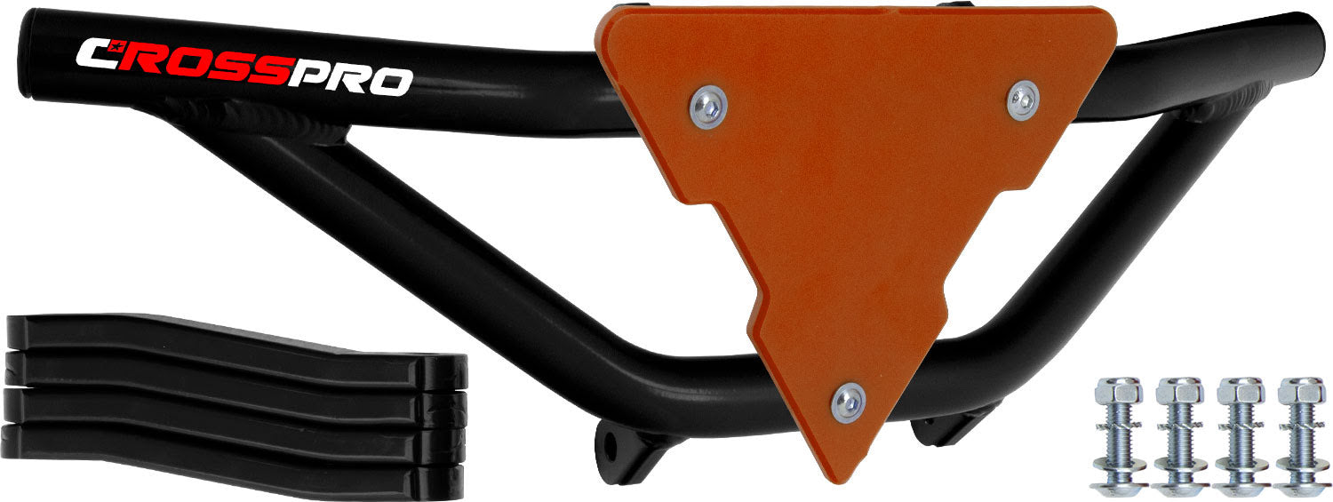 Crosspro - Front Bumper Gliese For Yamaha YFM 700 Raptor-Black Tube / Orange Plate