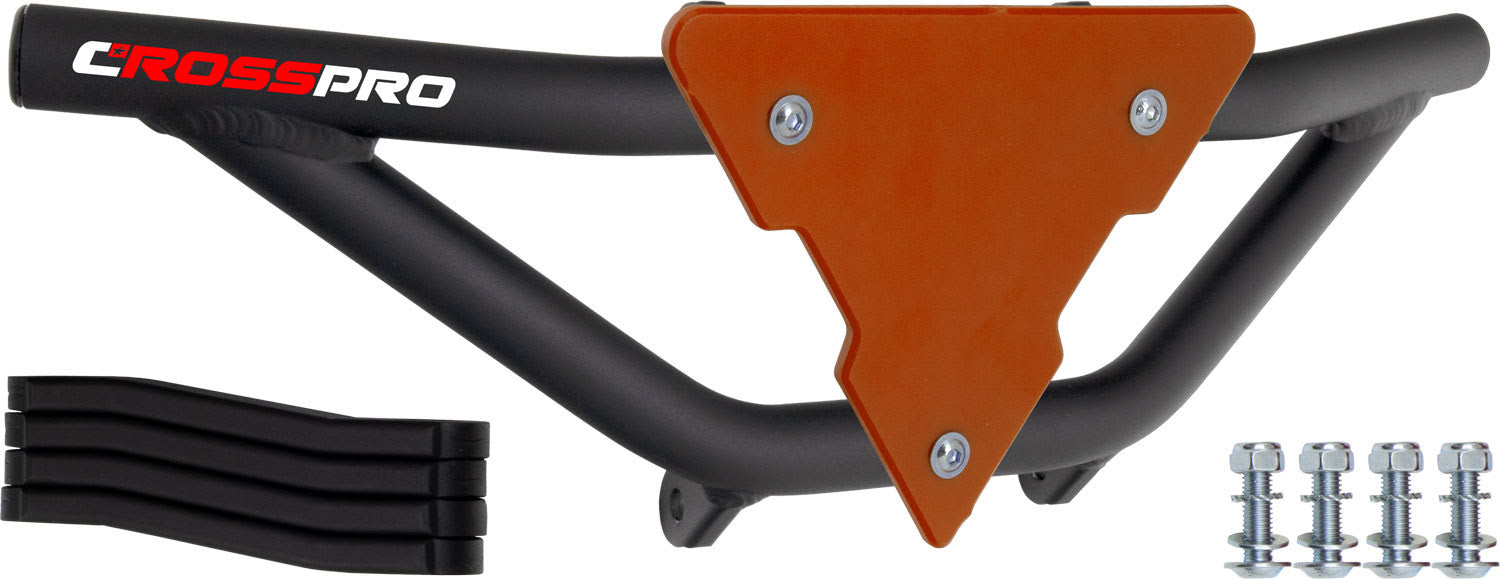Crosspro - Front Bumper Gliese For Suzuki LT-Z 250-Textured Black Tube / Orange Plate