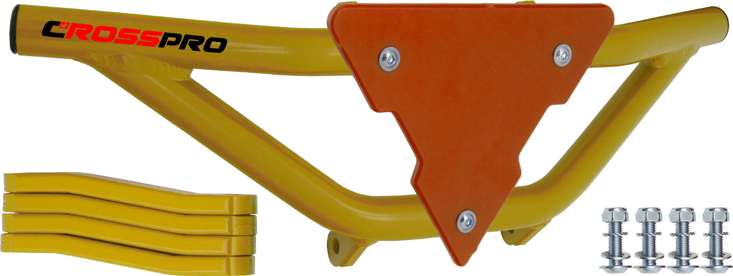 Crosspro - Front Bumper Gliese For Yamaha YFM 700 Raptor-Yellow Tube / Orange Plate