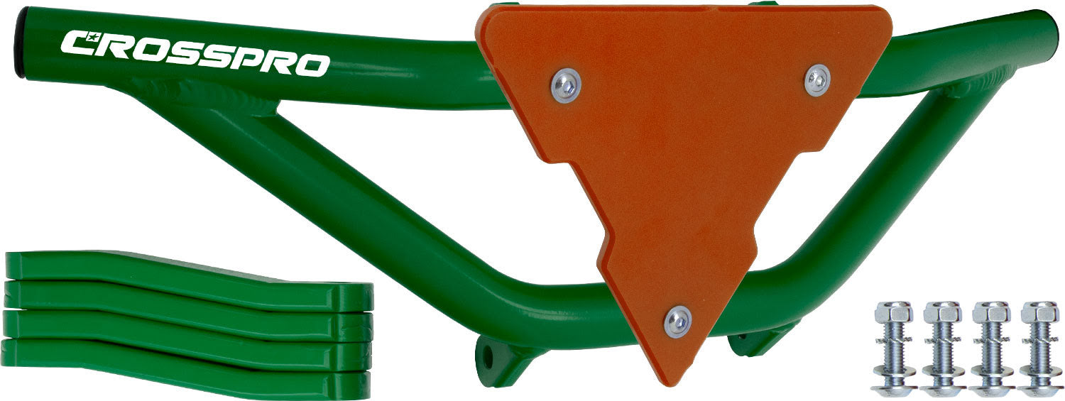 Crosspro - Front Bumper Gliese For Yamaha YFM 250 Raptor-Green Tube / Orange Plate