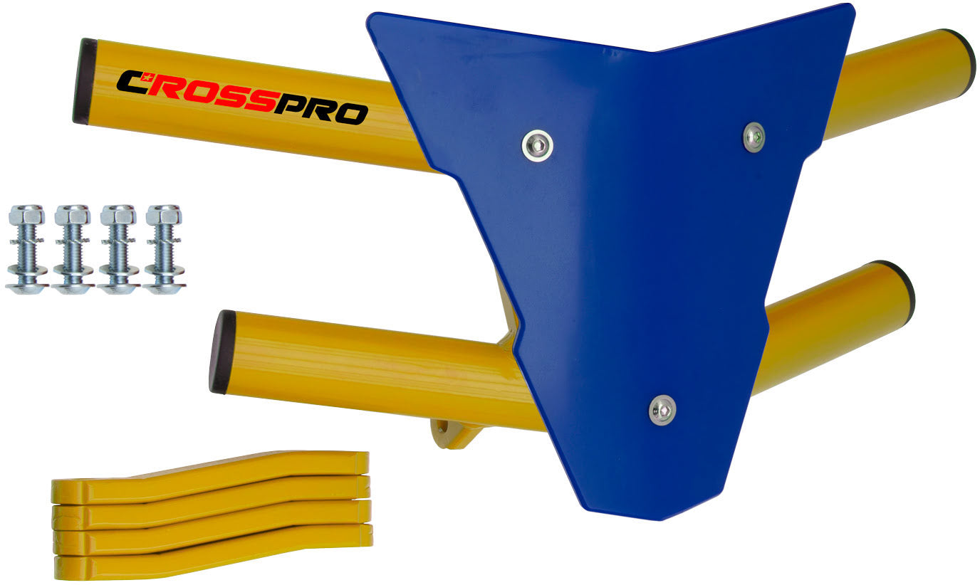 Crosspro - Front Bumper Waspe For Yamaha YFM 250 Raptor-Yellow Tube / Blue Plate