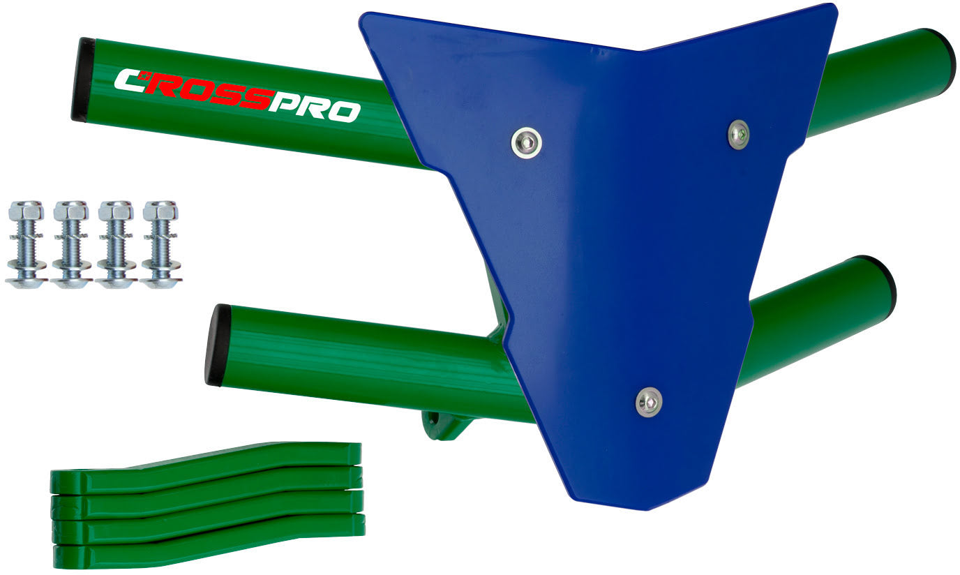 Crosspro - Front Bumper Waspe For Yamaha YFM 250 Raptor-Green Tube / Blue Plate