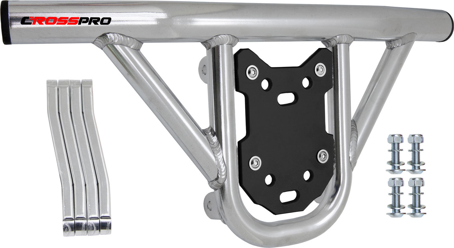 Crosspro - Front Bumper Hat For Kawasaki KFX 450R-Polish Tubo / Black Plate