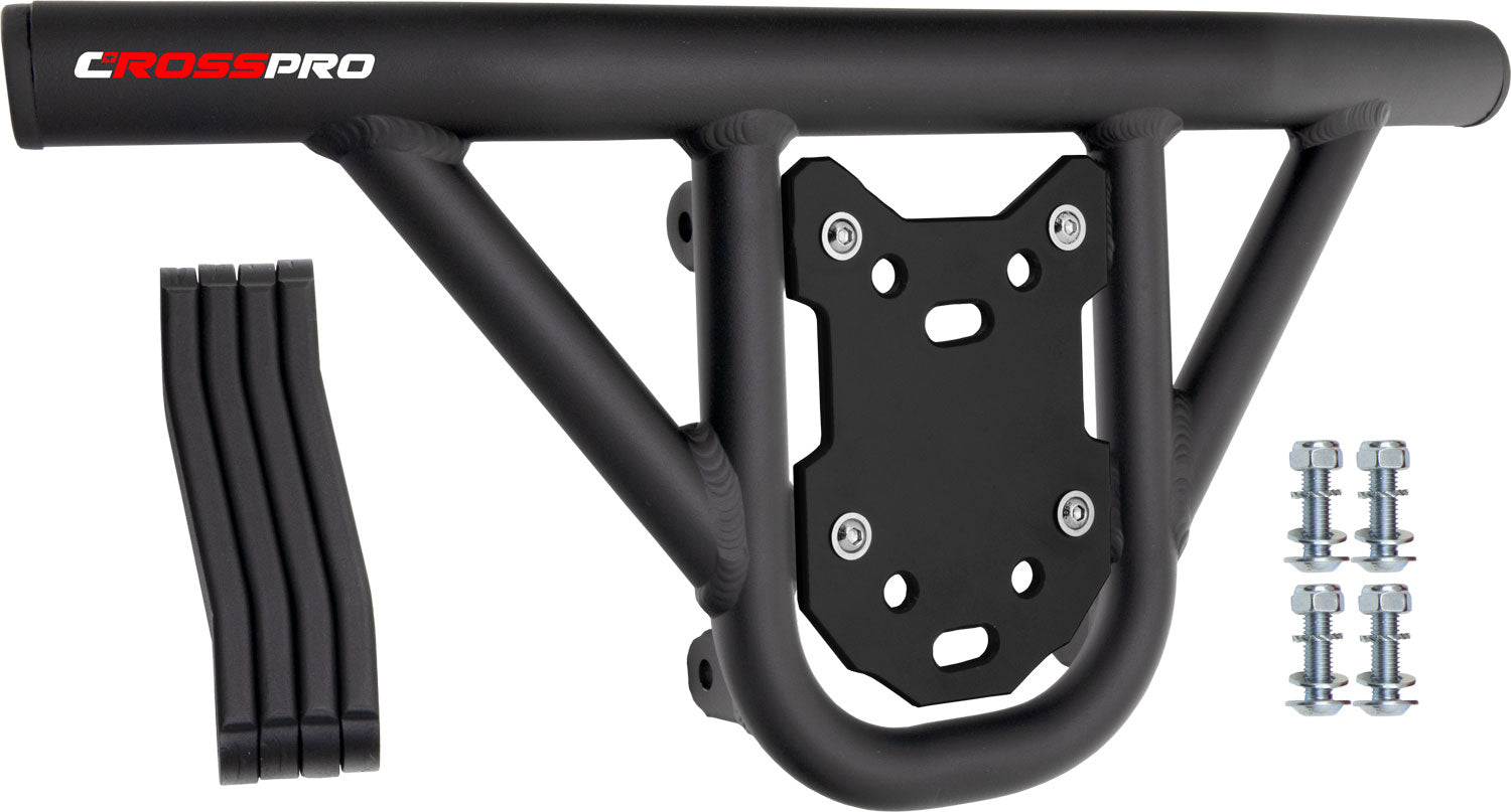 Crosspro - Front Bumper Hat For Kawasaki KFX 450R-Textured Black Tube / Black Plate