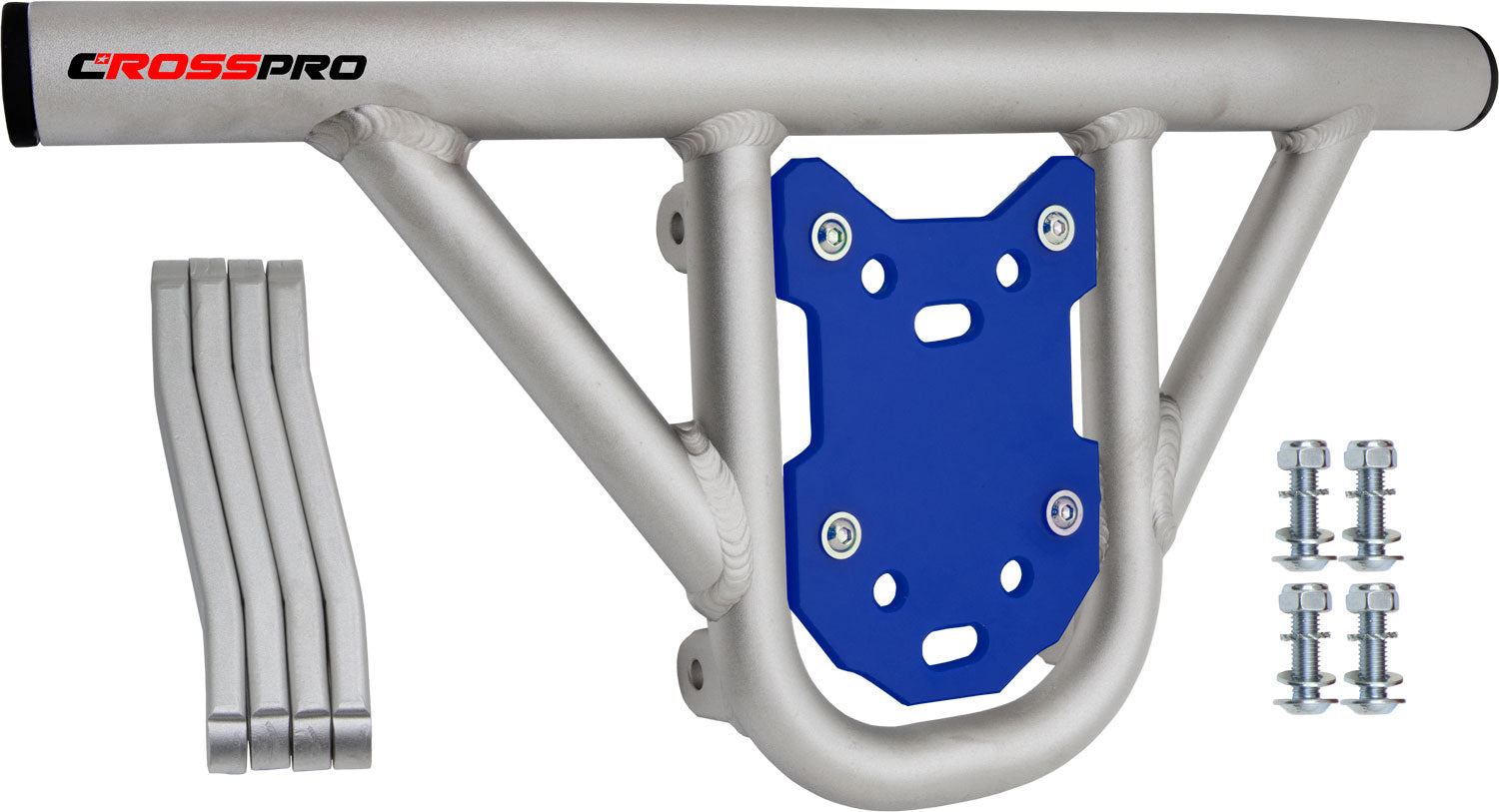 Crosspro - Front Bumper Hat For Kawasaki KFX 450R-Ice Polish Tube / Blue Plate
