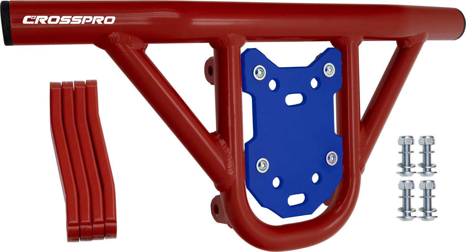 Crosspro - Front Bumper Hat For Polaris Outlaw 525-Red Tube / Blue Plate