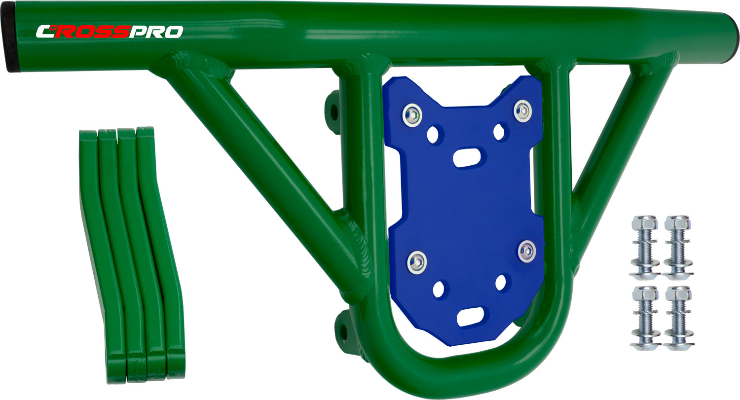 Crosspro - Front Bumper Hat For Yamaha YFM 250 Raptor-Green Tube / Blue Plate