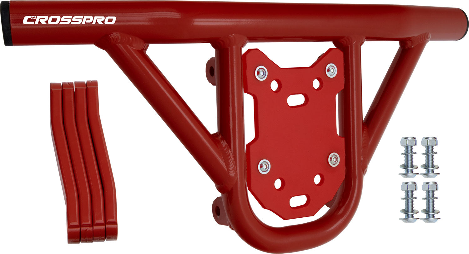 Crosspro - Front Bumper Hat For Kawasaki KFX 450R-Red Tube / Red Plate